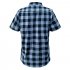 Men Casual Shirt Short Sleeve Plaid Cotton Hawaiian Tops Lapel Loose Cardigan Tops light blue L
