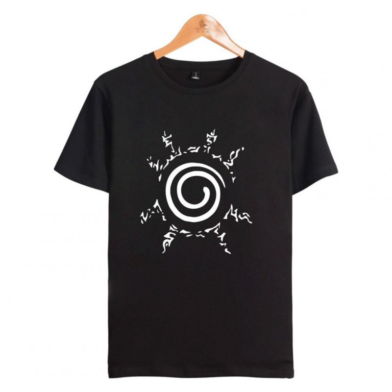 Men Casual Simple Printing Pattern Short Sleeve Round Neck T-shirt Black _XXL