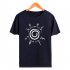 Men Casual Simple Printing Pattern Short Sleeve Round Neck T shirt Black  XXL