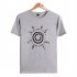 Men Casual Simple Printing Pattern Short Sleeve Round Neck T shirt Gray  M
