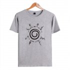 Men Casual Simple Printing Pattern Short Sleeve Round Neck T shirt Gray  L