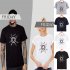 Men Casual Simple Printing Pattern Short Sleeve Round Neck T shirt Gray  L