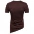 Men Casual Slim Short Sleeve T Shirt Unique Irregular Hem Braided Rope Tops Brown XXL