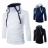 Men Casual Sports Long Sleeve Double Zipper Hoodie Simple Solid Color Hooded Sweatshirt  white XL