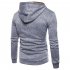 Men Casual Sports Long Sleeve Hoodie Simple Solid Color Hooded Sweatshirt Pullover light grey L