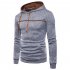 Men Casual Sports Long Sleeve Hoodie Simple Solid Color Hooded Sweatshirt Pullover light grey L