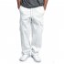 Men Casual Sports Multi Pockets Loose Straight Overalls Pants white M