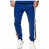 Men Casual Sports Pants Side Multi color Ribbon Fashion Pants Trousers blue XL