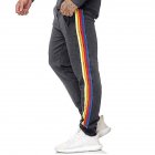 Men Casual Sports Pants Side Multi-color Ribbon Fashion Pants Trousers gray_XXL