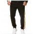 Men Casual Sports Pants Side Multi color Ribbon Fashion Pants Trousers black M