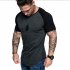 Men Casual Sports T shirt Thin Slim Fashion Matching Color T shirt Light gray with black L