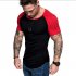 Men Casual Sports T shirt Thin Slim Fashion Matching Color T shirt Dark gray with black M