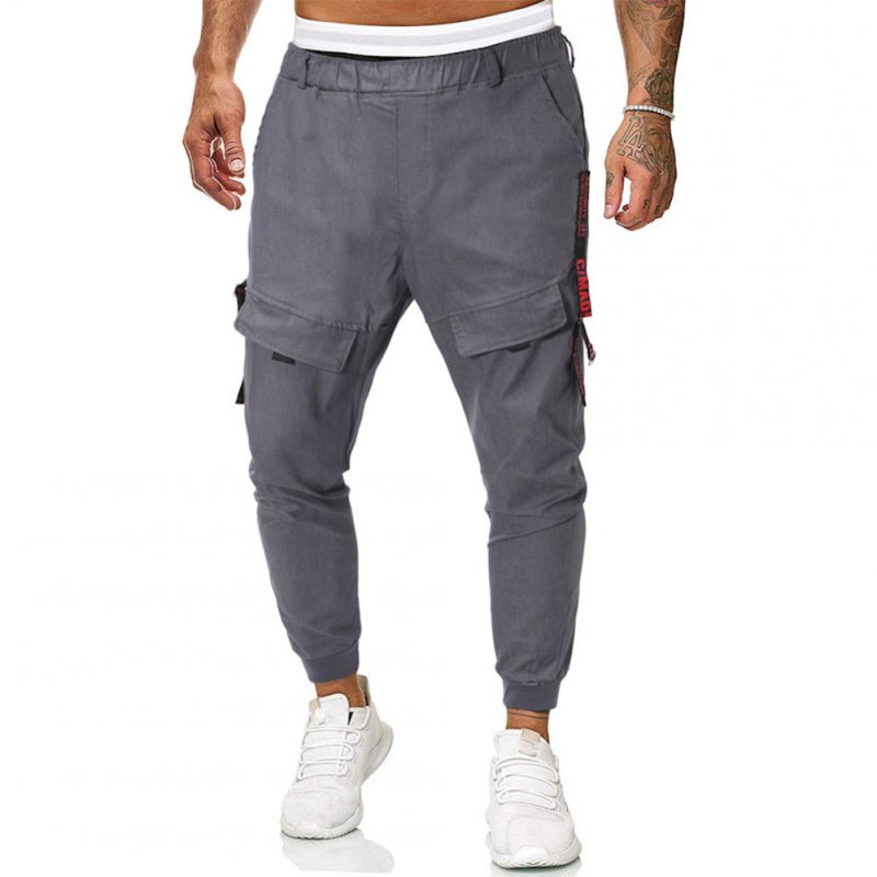 Men Casual Trousers Elastic Waist Pants for Spring Autumn Sports  Grey_XL