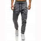 Men Casual Trousers Fashion Simple Printing Contrast Color Middle Waist Pants Loose Trousers With Multiple Pockets red gray M