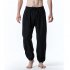 Men Casual Trousers Fashion Striped Middle Waist Elastic Waist Pants Large Size Loose Breathable Pants light grey XL
