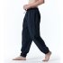 Men Casual Trousers Fashion Striped Middle Waist Elastic Waist Pants Large Size Loose Breathable Pants light grey XL