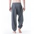 Men Casual Trousers Fashion Striped Middle Waist Elastic Waist Pants Large Size Loose Breathable Pants light grey XL