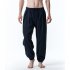Men Casual Trousers Fashion Striped Middle Waist Elastic Waist Pants Large Size Loose Breathable Pants black XL