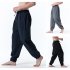 Men Casual Trousers Fashion Striped Middle Waist Elastic Waist Pants Large Size Loose Breathable Pants black XL