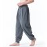 Men Casual Trousers Fashion Striped Middle Waist Elastic Waist Pants Large Size Loose Breathable Pants black XL