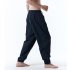 Men Casual Trousers Fashion Striped Middle Waist Elastic Waist Pants Large Size Loose Breathable Pants black XL
