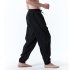 Men Casual Trousers Fashion Striped Middle Waist Elastic Waist Pants Large Size Loose Breathable Pants black XL