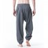 Men Casual Trousers Fashion Striped Middle Waist Elastic Waist Pants Large Size Loose Breathable Pants black XL