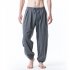 Men Casual Trousers Fashion Striped Middle Waist Elastic Waist Pants Large Size Loose Breathable Pants black XL
