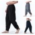 Men Casual Trousers Fashion Striped Middle Waist Elastic Waist Pants Large Size Loose Breathable Pants black 2XL