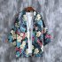 Men Chinese Style Robe Summer Three quarter Sleeves Beach Shirt Sun Protection Chiffon Cardigan Jacket 8895 XL