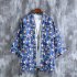 Men Chinese Style Robe Summer Three quarter Sleeves Beach Shirt Sun Protection Chiffon Cardigan Jacket 8915 M