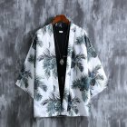 Men Chinese Style Robe Summer Three-quarter Sleeves Beach Shirt Sun Protection Chiffon Cardigan Jacket 8915 XXL