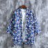 Men Chinese Style Robe Summer Three quarter Sleeves Beach Shirt Sun Protection Chiffon Cardigan Jacket 8917 S