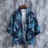 Men Chinese Style Robe Summer Three quarter Sleeves Beach Shirt Sun Protection Chiffon Cardigan Jacket 8917 L