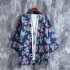 Men Chinese Style Robe Summer Three quarter Sleeves Beach Shirt Sun Protection Chiffon Cardigan Jacket 8917 XXL
