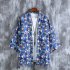 Men Chinese Style Robe Summer Three quarter Sleeves Beach Shirt Sun Protection Chiffon Cardigan Jacket 8917 XXL