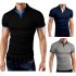 Men Classic Slim Shirt Short Sleeve Hit Color Casual Simple Tops  gray XL