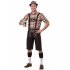 Men Cosplay Bavarian Traditional Suits Plaid Shirts   Suspender Pants  Cap Clothes Coffee L