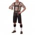 Men Cosplay Bavarian Traditional Suits Plaid Shirts   Suspender Pants  Cap Clothes Coffee L