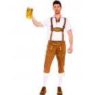 Men Costume Short Sleeve Top with Belt Pants Bavarian Style Uniform