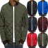 Men Cotton Jacket Coat Plaid Stand Collar Simple Solid Color Autumn Winter Overcoat Royal blue M
