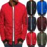Men Cotton Jacket Coat Plaid Stand Collar Simple Solid Color Autumn Winter Overcoat Royal blue XXL