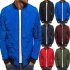 Men Cotton Jacket Coat Plaid Stand Collar Simple Solid Color Autumn Winter Overcoat Royal blue 3XL