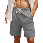 Men Cotton Linen Shorts With Pockets Large Size Casual Loose Breathable Straight Pants grey 4XL