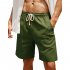 Men Cotton Linen Shorts With Pockets Large Size Casual Loose Breathable Straight Pants Army Green 4XL