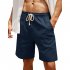 Men Cotton Linen Shorts With Pockets Large Size Casual Loose Breathable Straight Pants light blue M