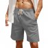 Men Cotton Linen Shorts With Pockets Large Size Casual Loose Breathable Straight Pants light blue 3XL