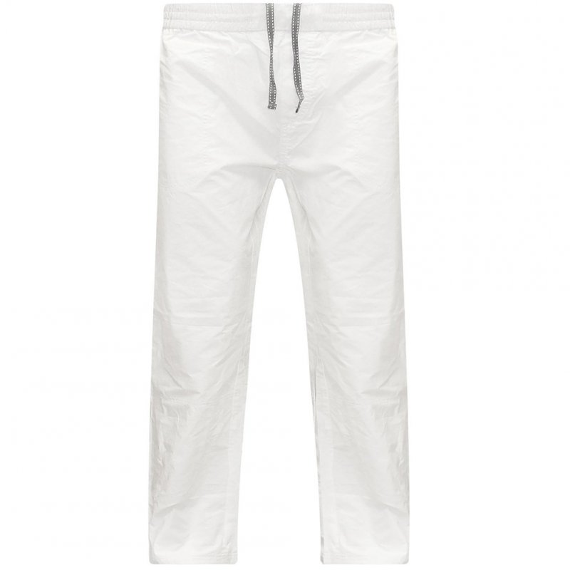 Men Cotton  Waist Straight Trousers -White L