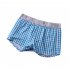 Men Cotton Loose Underwear Summer Breathable Multi color Boxer Trendy Plaid Printing Middle Waist Underwear Lake Blue M