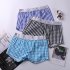Men Cotton Loose Underwear Summer Breathable Multi color Boxer Trendy Plaid Printing Middle Waist Underwear black XXL